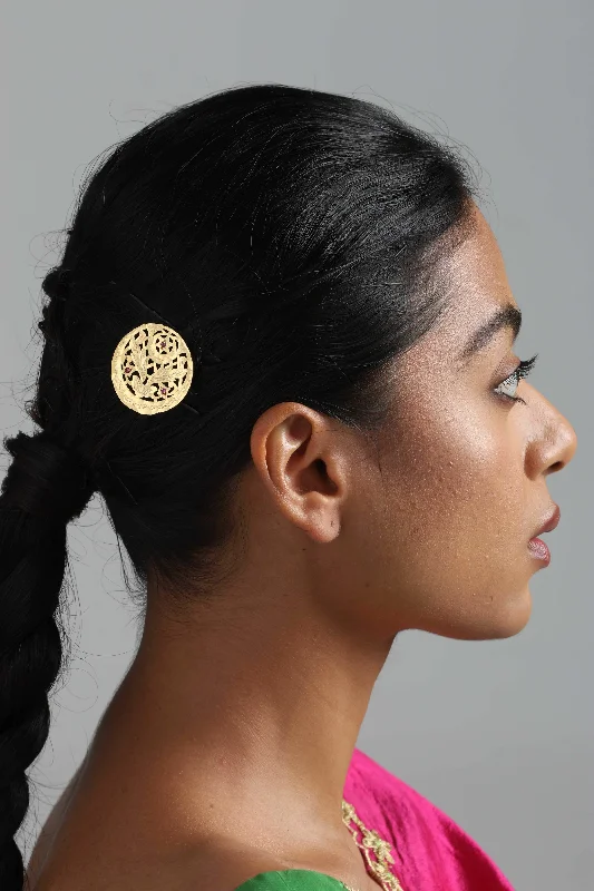 chic headbands for casual looks-Amrapali Handmade Gold Tone Silver Hairpin