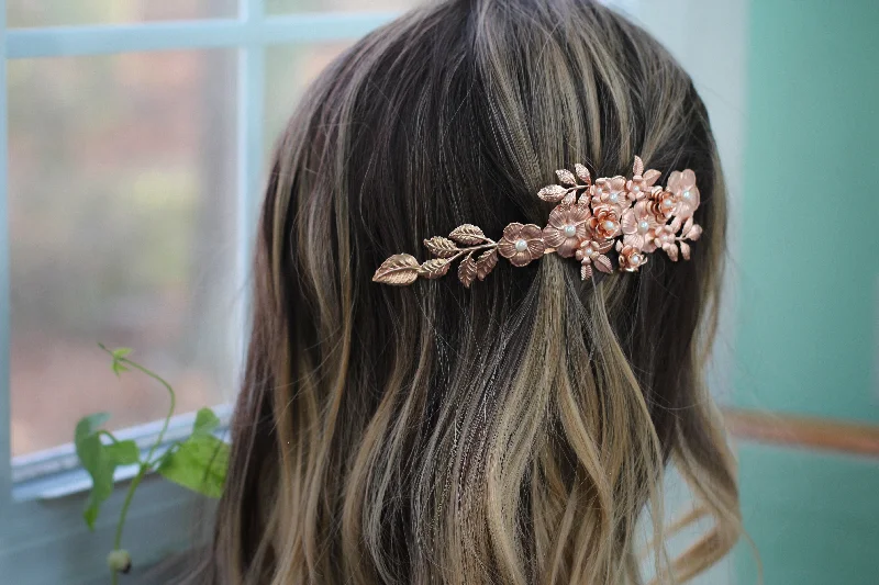 elegant crystal hair clips for weddings-Preorder * Aurora Floral Barrette