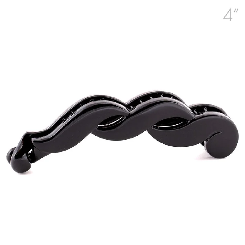 glamorous hair clips for bridal looks-Black Smooth Braid Style Plastic Banana Clip