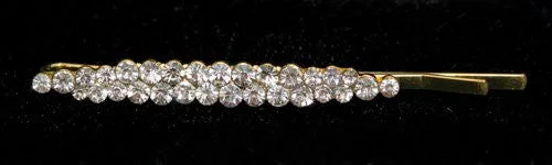 retro hair combs for vintage weddings-Crystal Double Row Bobby Goldtone Pin - 1 piece