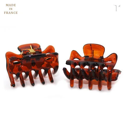 floral hair accessories for wedding hair-Extra Tiny French Hair Claws in Tortoise Shell - Pair