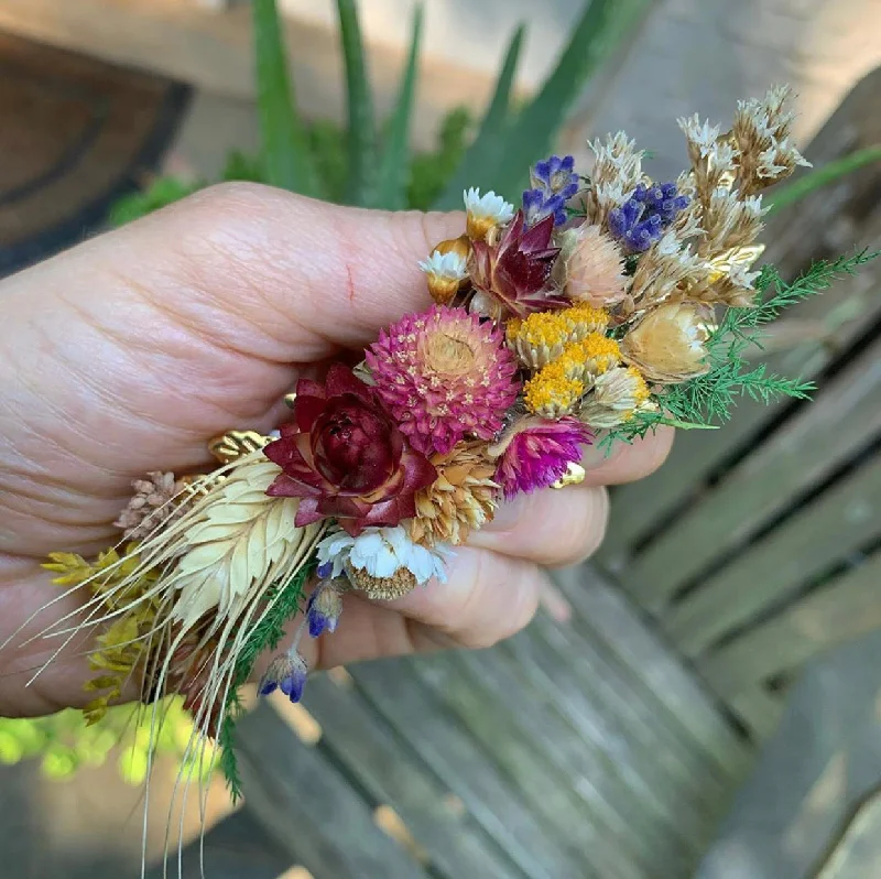 luxurious wedding hair accessories for bridesmaids-Preorder * Fairy Dried Flowers Barrette