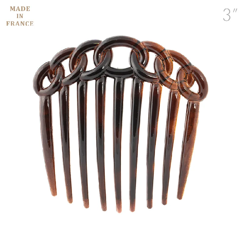 crystal-encrusted hair accessories for formal events-French Chain Tortoise Plastic Comb