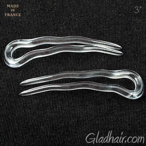 elegant crystal hair combs for formal wear-Small French Crink Clear Hair Pins - Pair