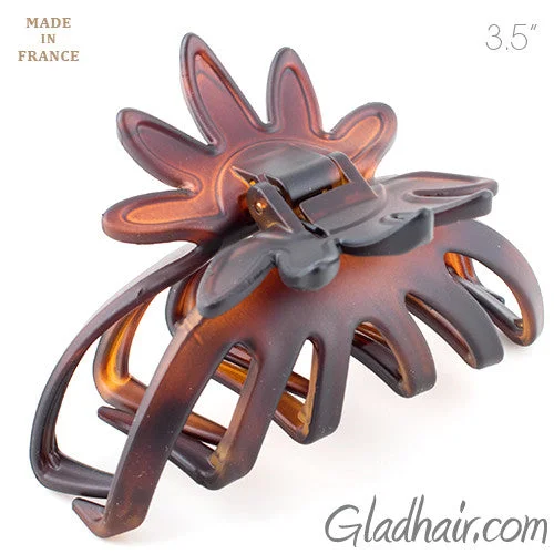 trendy bobby pins for short haircuts-French Flower Tortoise Matt Shell Hair Claw