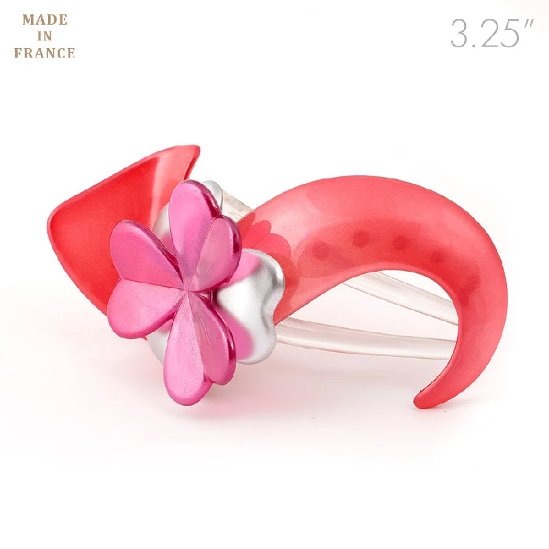 chic flower hairpins for casual chic looks-French Pink Plastic Beak Clip