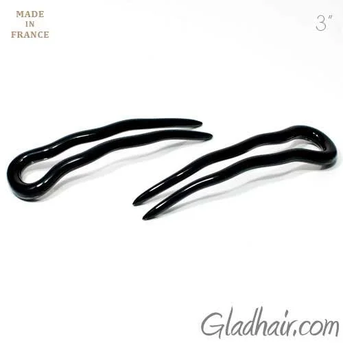 sparkling hairpins for formal hairdos-French Small Crink Hair Pins - Pair