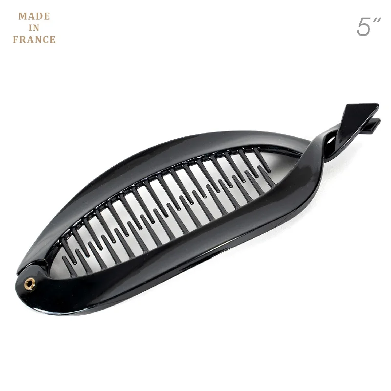 hair clips for sleek ponytail styles-French Twisted Lock Style Black Banana Hair Clip