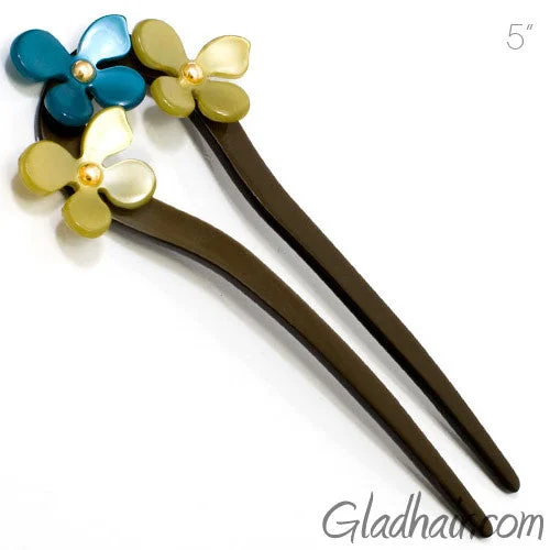 chic crystal hairpins for modern brides-Hand Made Chignon with Flowers