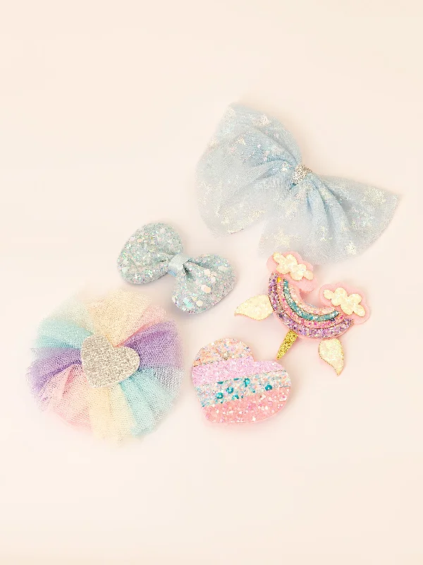 trendy flower clips for wedding day-Multi Shade Hair Clip Set