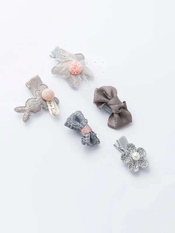 chic hair clips for wedding guests-Embellished Snap Clip Set