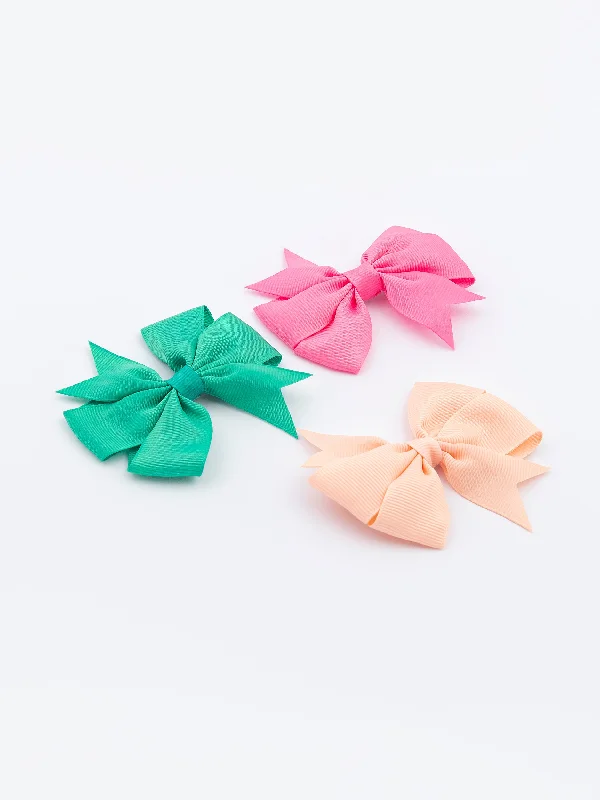 romantic flower hairbands for weddings-Floral Bow-Tie Snap Clip Set