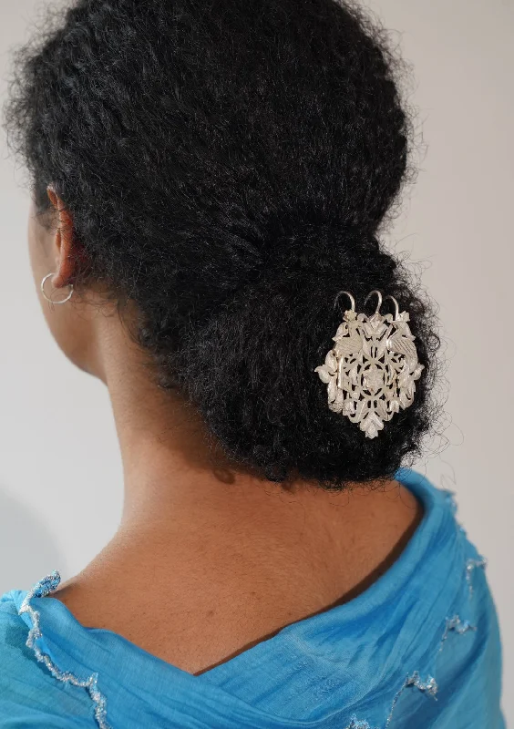 elegant crystal headbands for weddings-Ira Silver Hairpin