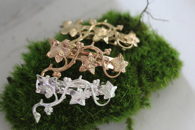 vintage flower hairpins for bridesmaids-Ivy Leaves Barrette