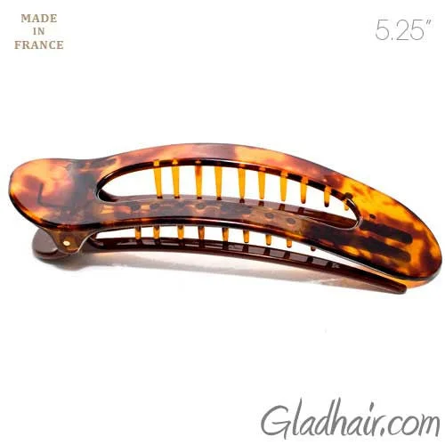 chic bobby pins for professional hairstyles-Tortoise Large Open Oval Fork Beak Salon Clip