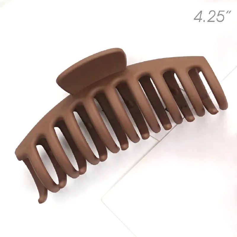 bold hair accessories for fashion-forward looks-Medium Brown Matte Sausage Shape Plastic Hair Claw