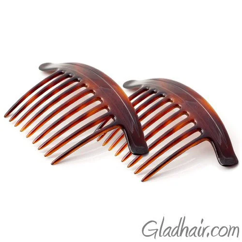 oversized flower hair clips for summer-Medium Interlocking Combs Pony Tortoise Shell - Pair