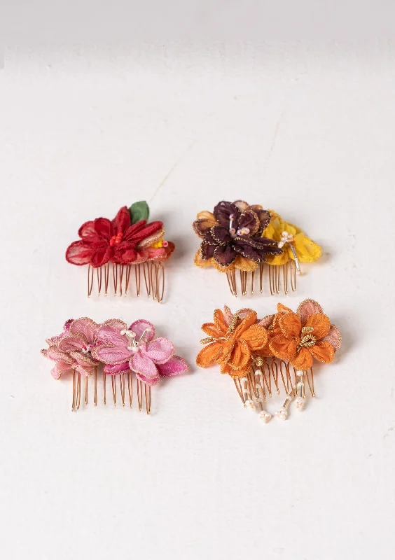 satin hairbands for casual chic outfits-Merle Floral Comb Clips