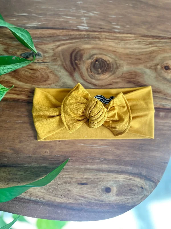 romantic floral headbands for bridesmaids-Mini Tieband - Mustard Yellow