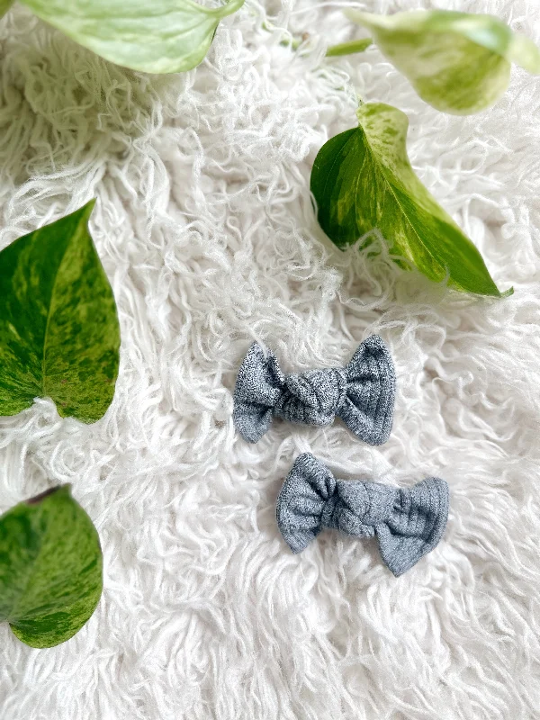 elegant hair accessories for wedding guests-Pigtail Clip Set - Slate Grey