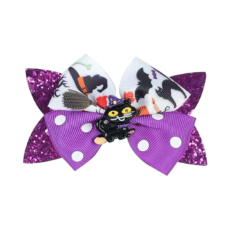 trendy headbands for summer outfits-SPOOKY CAT HAIRBOW