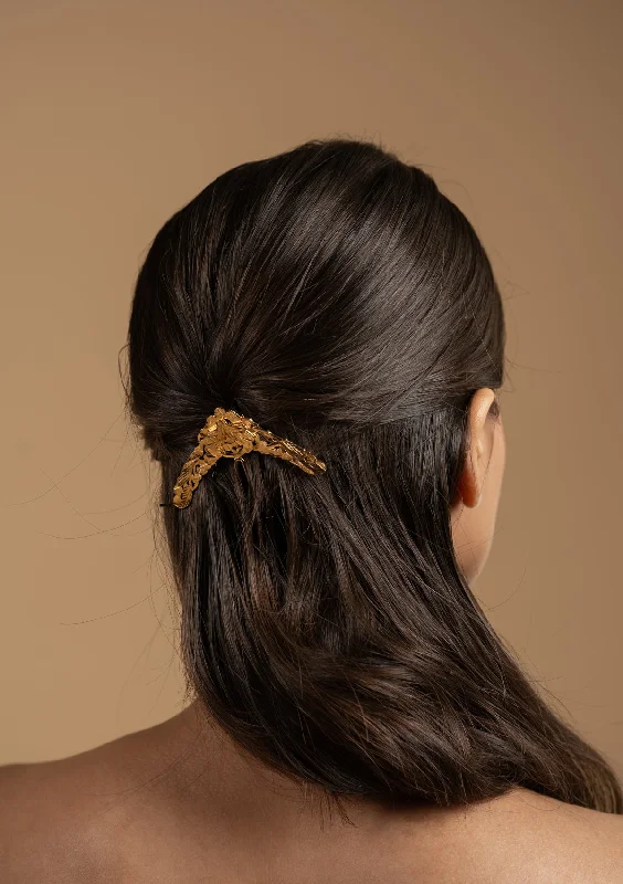 bohemian flower hairbands for weddings-Sandhya Gold Tone Silver Hairpin