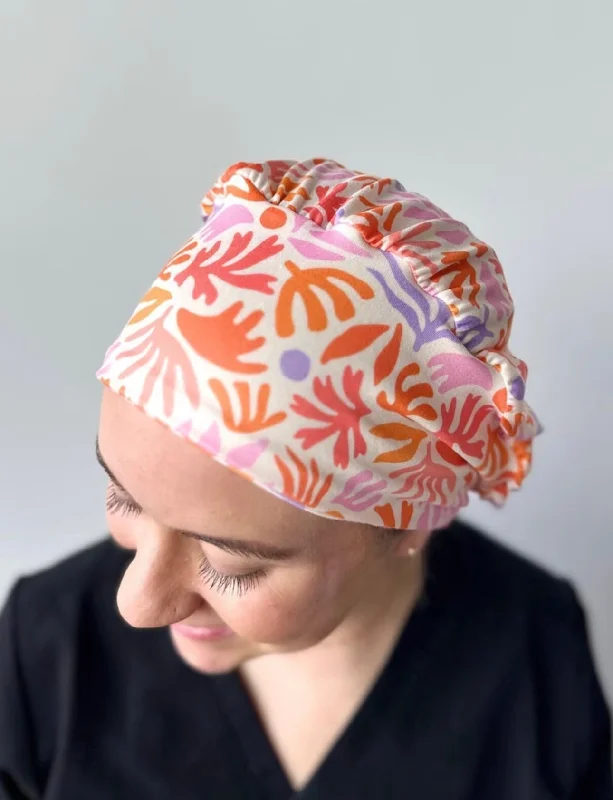 trendy hairbands for young girls-Scrub Hat - Coral Shapes