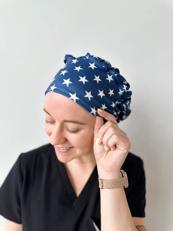 comfortable velvet headbands for stylish looks-Scrub Hat - Navy Stars