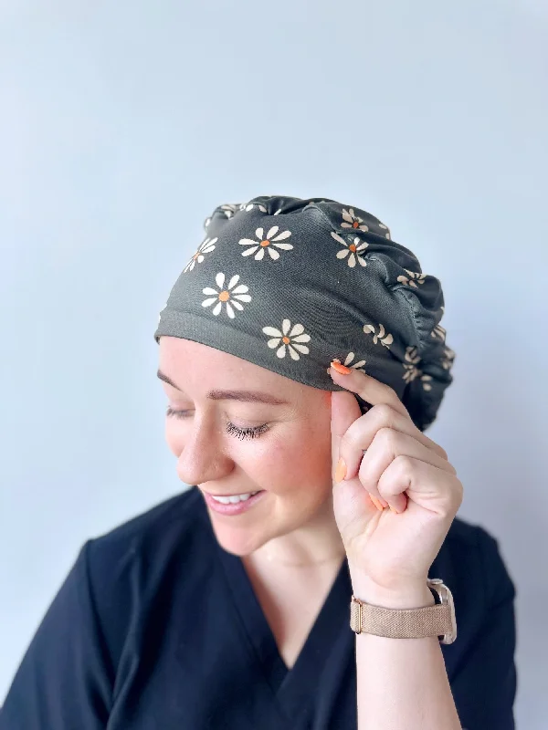 elegant pearl headbands for wedding day-Scrub Hat - Olive Daisy