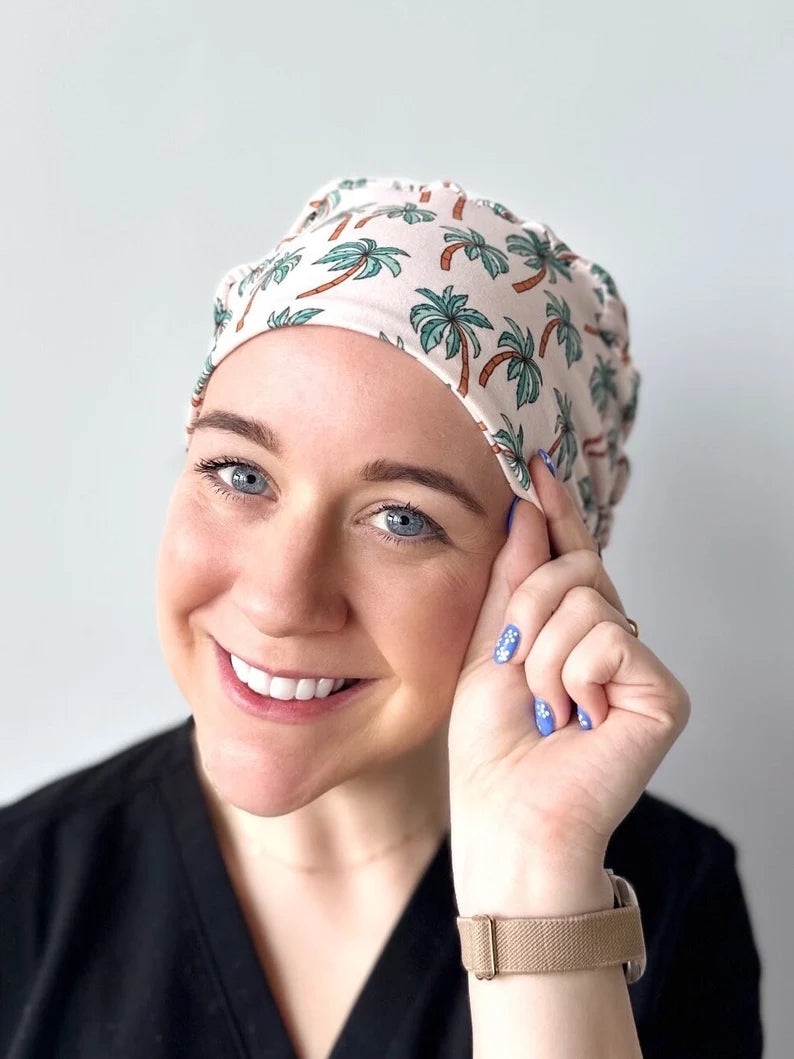 colorful velvet hairbands for stylish look-Scrub Hat - Palm Trees