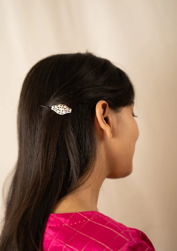 luxury metal hair clips for elegant look-Shishir Handmade Silver Hairpin - Set of 2