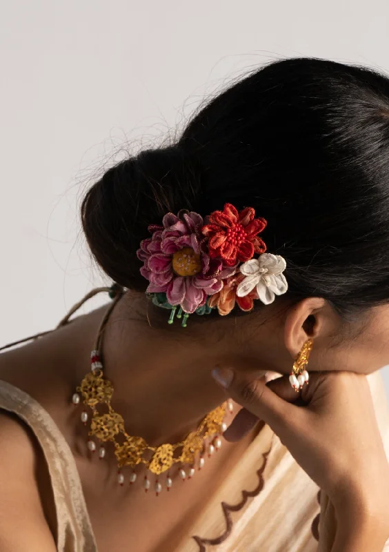 handmade crystal hairpins for bridal styles-Shohi Floral Hair Accessory