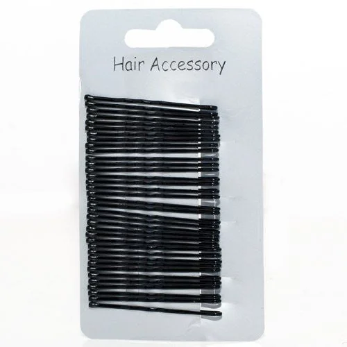 delicate bobby pins for bridal looks-Small Black Kirby Grips - Card of 36