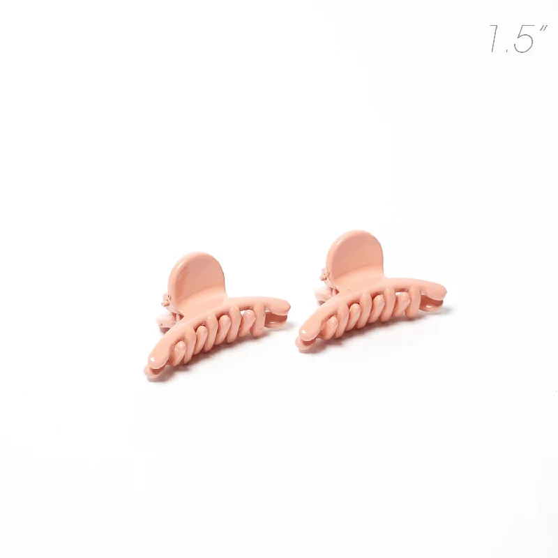 modern crystal hair clips for bridal wear-Small Curved Peach Pink Hair Claw - Pair