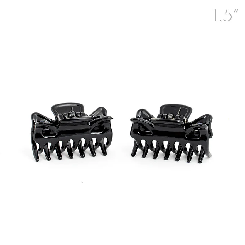 satin hair accessories for special occasions-Small Unisex Black Hair Claws - Pair