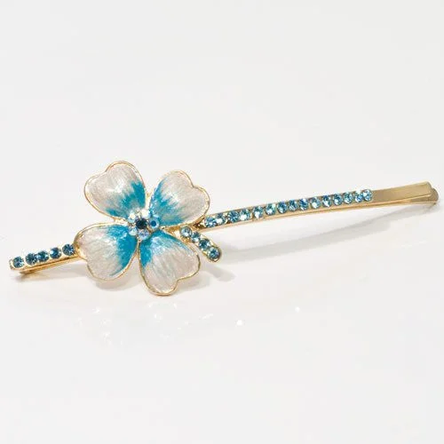 bohemian flower hairbands for weddings-Swarovski Bobby Pin Rhinestones with Painted Flower - 1 piece