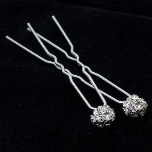 luxurious wedding combs for brides-Swarovski Silver Colored Hair Pins - Pair