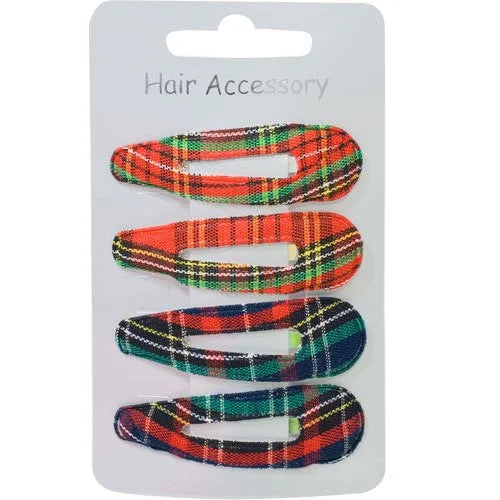 glamorous wedding hair accessories for bridesmaids-Tartan Check Sleepies in Red and Navy Mix - Card of 4