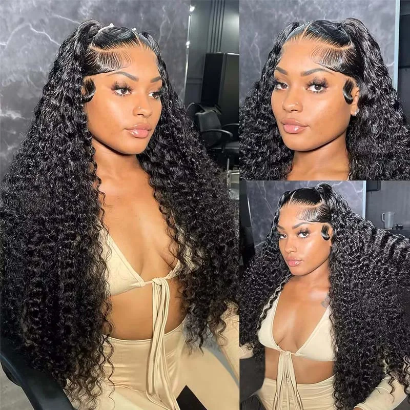 wigs for creating sophisticated updos-DIAMOND - Curly Hair HD 13x4 13x6 Full Frontal Wig Virgin Hair Glueless Wig