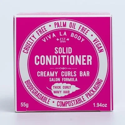 nourishing oils for enhancing hair strength -Viva La Body Creamy Curls Solid Conditioner Salon Formula 55g Bar