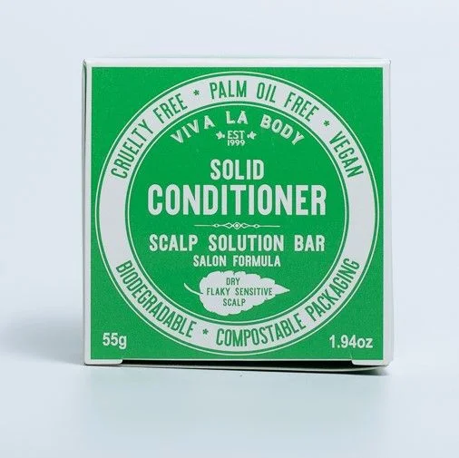 how to get shiny hair without using silicones -Viva La Body Scalp Solution Solid Conditioner Salon Formula 55g Bar