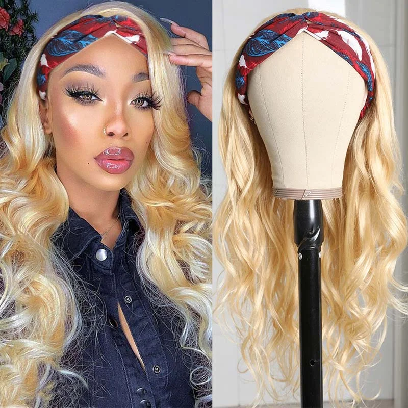 wigs for a fresh take on short styles-LYRIC - Blonde #613 Body Wave Headband Wig *No Lace No Glue* Beginner Friendly & Convenient