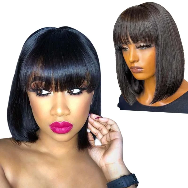 wigs for every season and occasion-CARESHA Bob with Bangs 5x5 6x6 Closure Wig 13x4 13x6 Frontal Wig Virgin Hair Wig