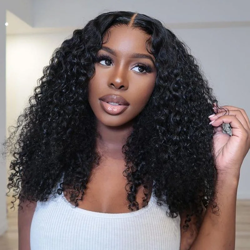 wigs for creating vintage-inspired looks-Megalook Hair 13X4 5X5 5X6 HD Transparent Lace Front Wigs Deep Curly 180% Density Wig