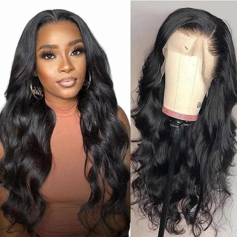 full lace wigs for ultimate control and style-Megalook 28 inch Thick From Top To End 250% Density Wig 13X4 Transparent Lace Frontal Wig