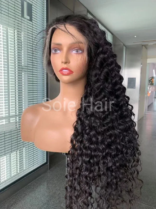 wigs for thickening fine hair-Natural Curly Lace Frontal Wigs