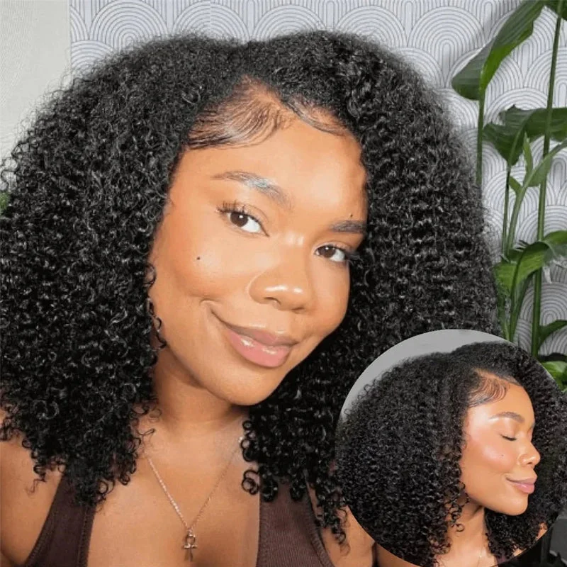 wigs for adding layers and volume to your hair-Kinky Curly Flip-Over Half Wig 100% Virgin Hair