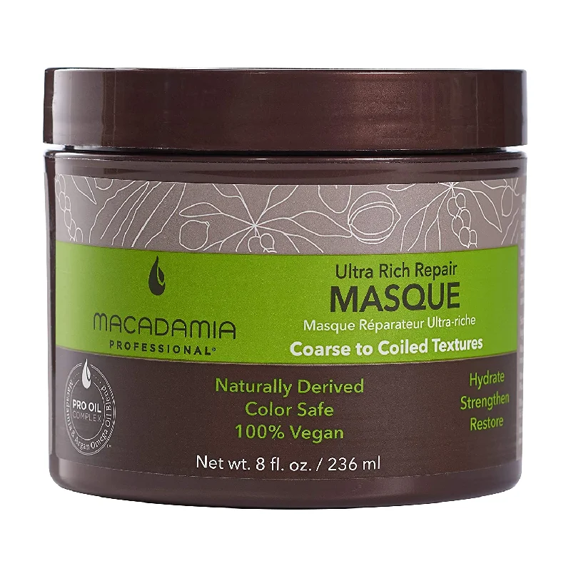 how to hydrate dry, coarse hair without oils -Macadamia Ultra Rich Repair Hair Masque Coarse Coiled Texture 8 oz