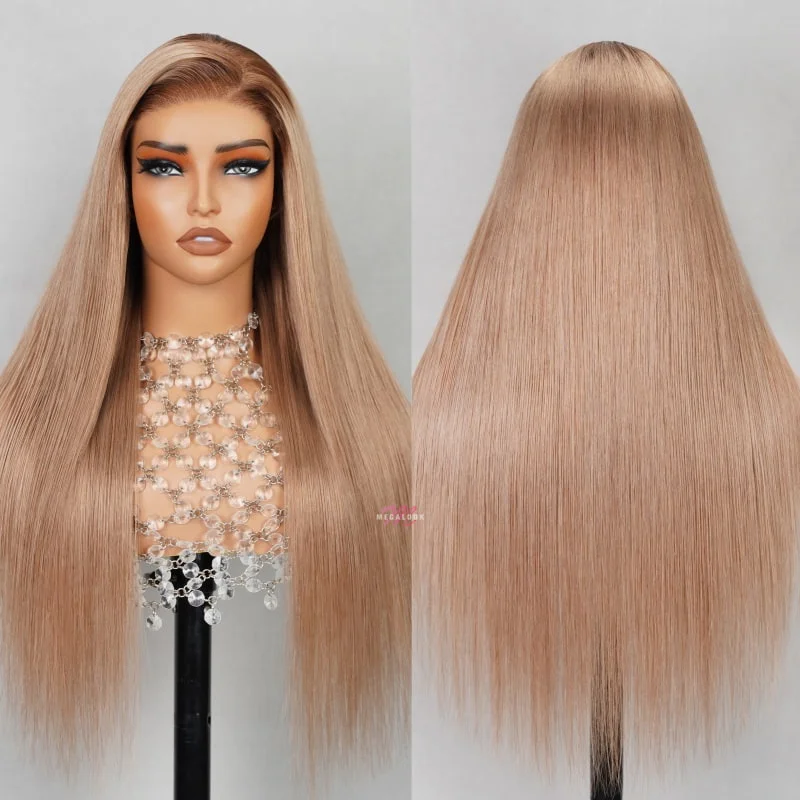 versatile wigs for professional and casual wear-Megalook Cozy Blonde with Dark Roots Hair Barbie Pre Cut 6X5 Hd Lace Wear Go Wigs