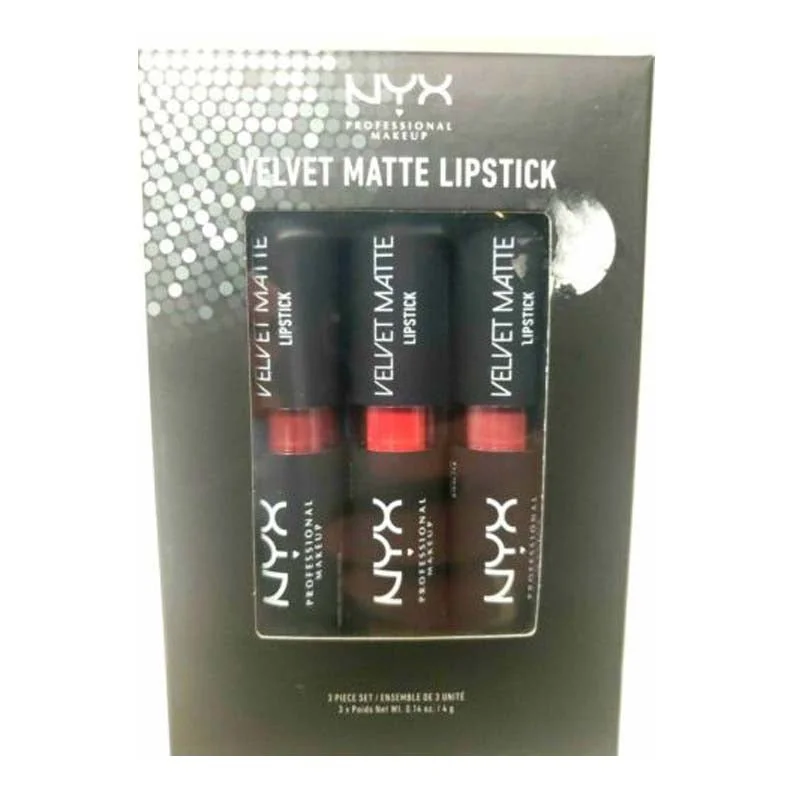 NYX PROFESSIONAL MAKEUP Velvet, Soft  Matte Lipstick  Set of 3 Choose Color